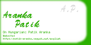 aranka patik business card